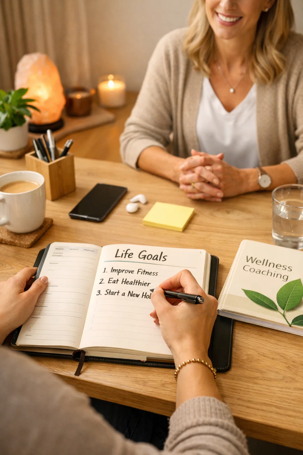 Wellness planning journal during a coaching session